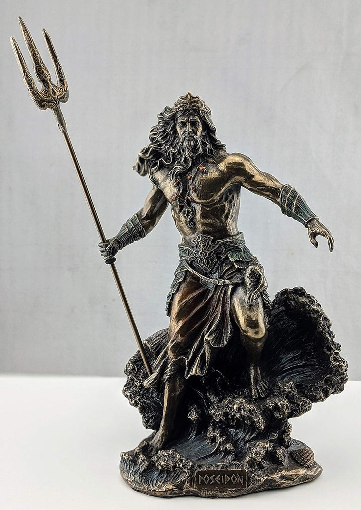 Veronese Design Harz Statuen Griechische Gott Poseidon stehend über abstürzen Wellen Statue 15,2 x 2