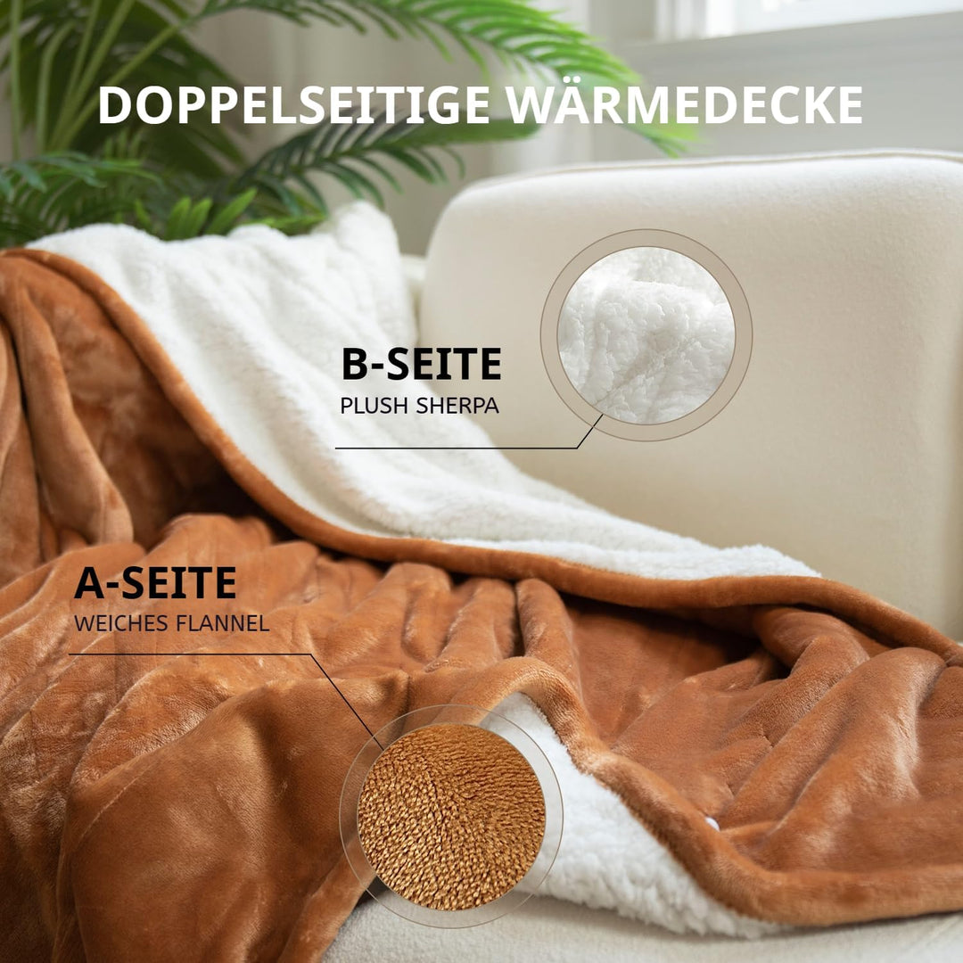 GOTCOZY Heizdecke 130x180 cm - Weicher seidiger Plüsch Wärmedecke Heizdecke 6 Heizstufen und 10 Stun
