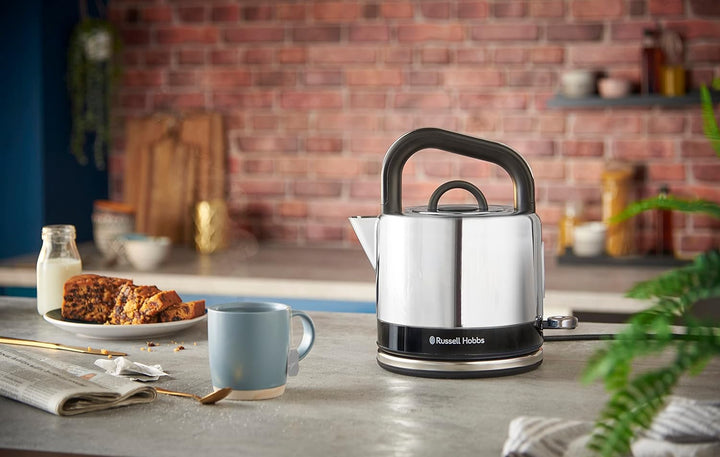 Russell Hobbs Wasserkocher [1,5l] Distinctions Edelstahl Schwarz (Schnellkochfunktion, herausnehmbar