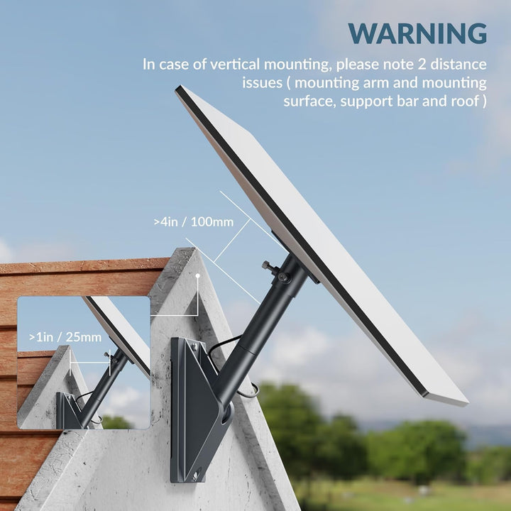 Starlink Gen 3 & Standard 4/4X Schwenkhalterung mit Rohradapter – Aluminium Dach- & Wandhalterung fü