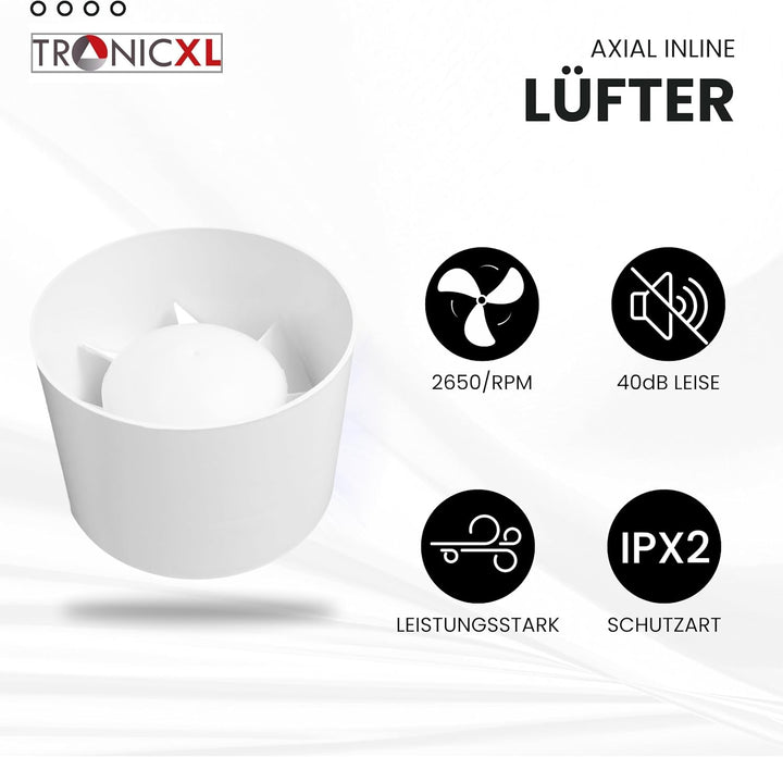 100mm Abluft/Zuluft Grow Lüfter Inline Ventilator Axial Kanal Abluftventilator Rohrlüfter für Homebo