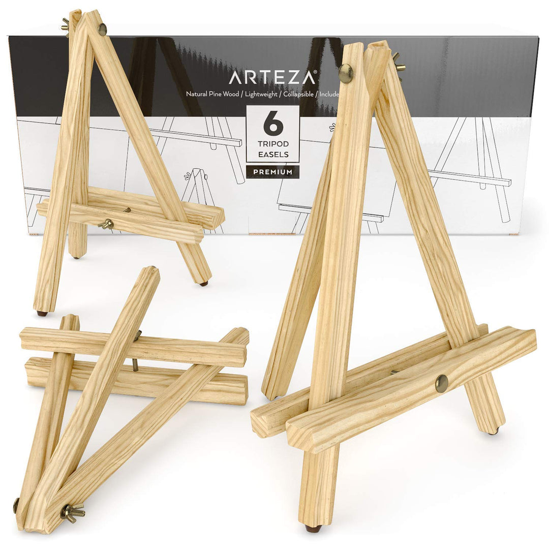 ARTEZA Tischstaffelei, 30.5cm (12 Zoll), Holzstaffelei im 6er-Pack, Kiefernholz-Finish mit rutschfes