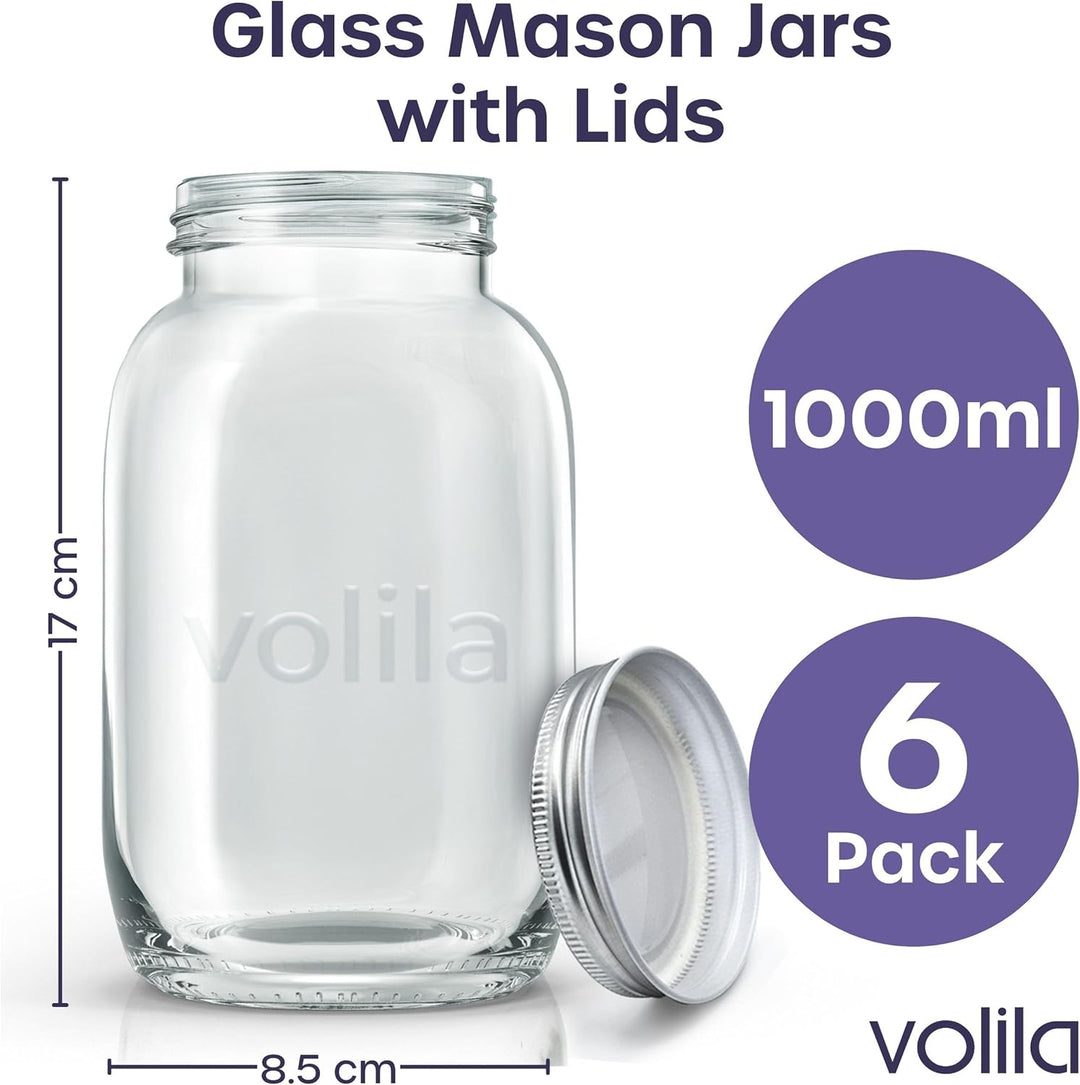 volila Mason Jar mit Deckeln - Mehrzweck-Einmachgläser für Overnight Oats, Einlegen, Einmachen, Kons