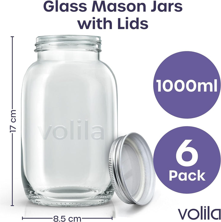 volila Mason Jar mit Deckeln - Mehrzweck-Einmachgläser für Overnight Oats, Einlegen, Einmachen, Kons