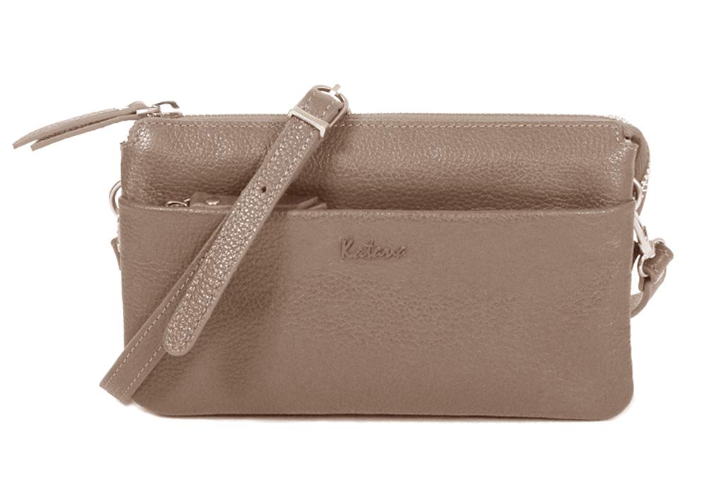 Katana Clutch aus genarbtem Rindsleder 69600 Taupe, Taupe