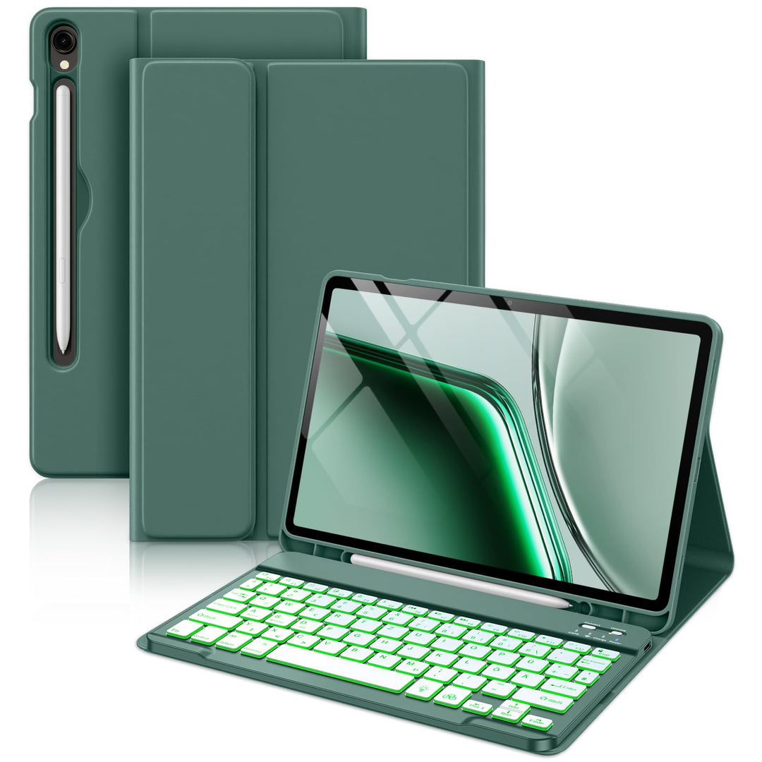Vobafe Tastatur Hülle für Samsung Galaxy Tab S10 Lite/S10 FE/S9 FE 10.9 Zoll/Tab S9 11 Zoll, 7-Farbe