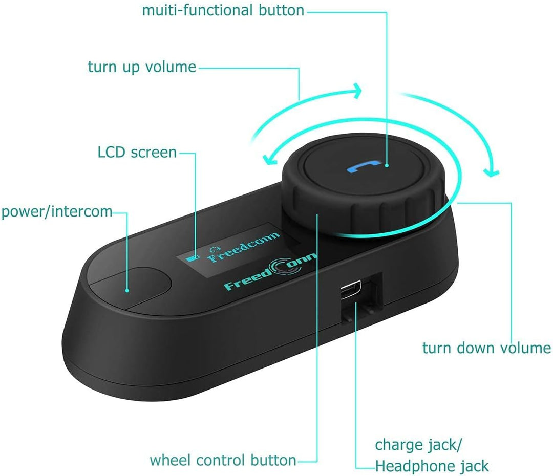 FreedConn Tcom-SC Intercom Motorrad Headset für 2 Personen Musik Teilen, Motorradhelm Kommunikations