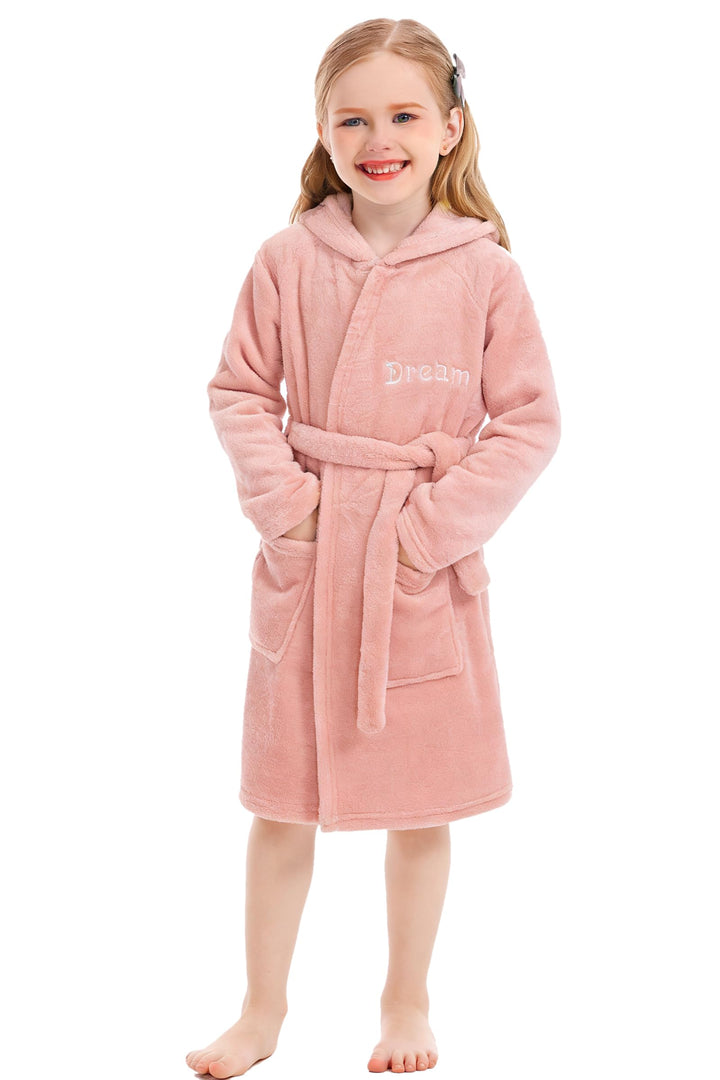 Unisex Baby Korallen Fleece mit Kapuze Morgenmantel Bademantel Jungen Mädchen Kleinkinder Pyjamas Na