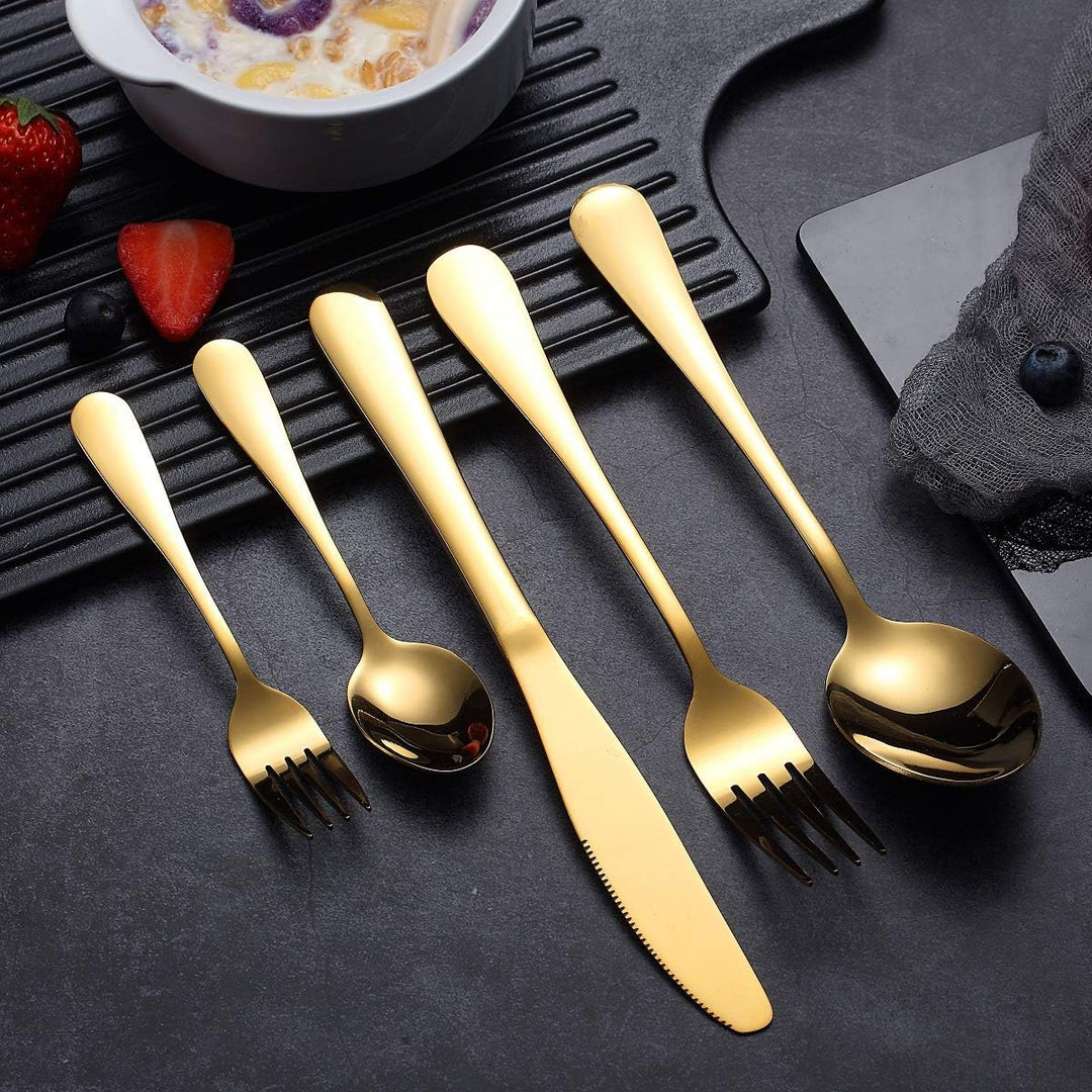 HOMQUEN Besteck Set, Gold Besteck Set, Edelstahl Set Service für 6 Personen, 30 Stück Esszimmer Best