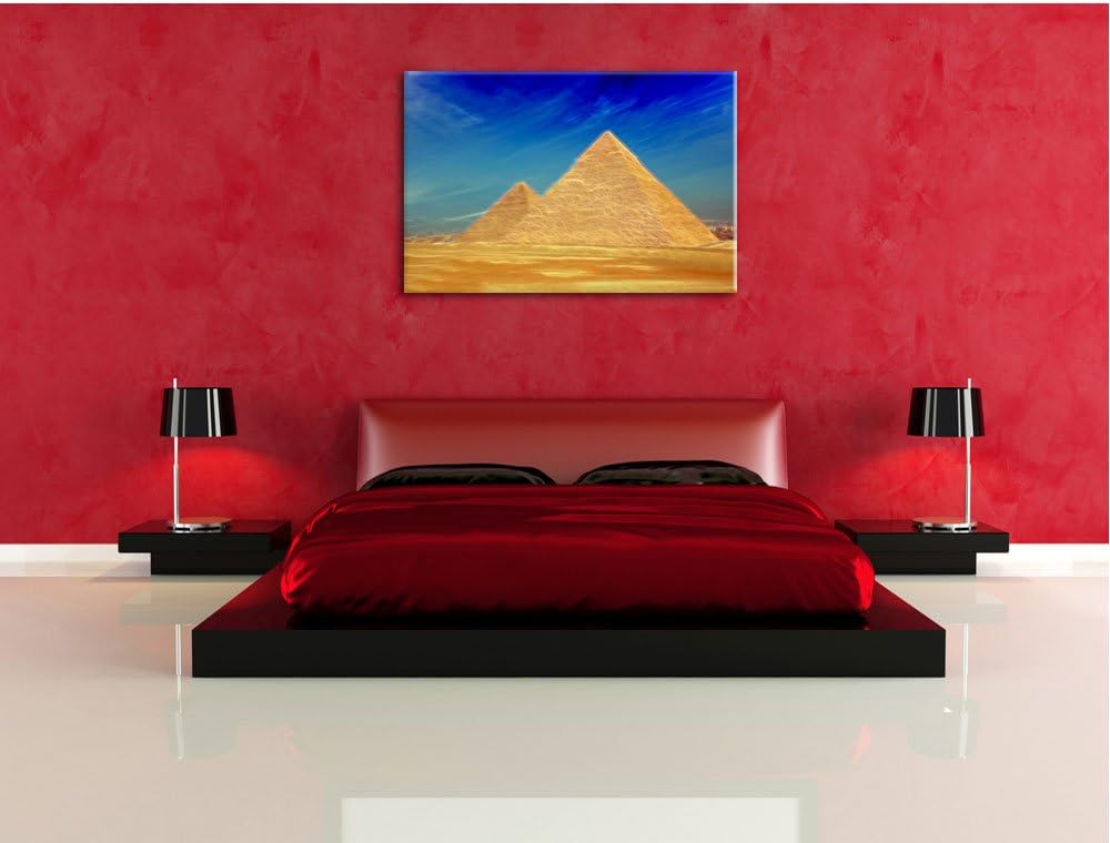 Pixxprint Pyramiden von Gizeh in Ägypten als Leinwandbild/Grösse: 100x70 cm/Wandbild/Kunstdruck/fert