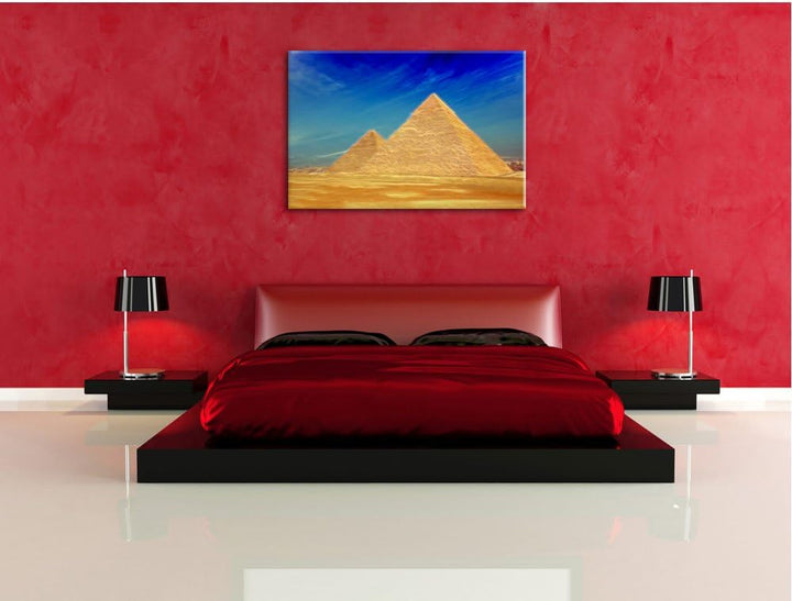 Pixxprint Pyramiden von Gizeh in Ägypten als Leinwandbild/Grösse: 100x70 cm/Wandbild/Kunstdruck/fert