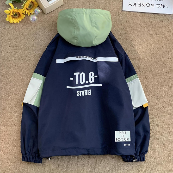 GURUNVANI Lässiger Kapuzenpullover mit Langen Ärmeln, Farbblock-Pullover M Marineblau, M Marineblau