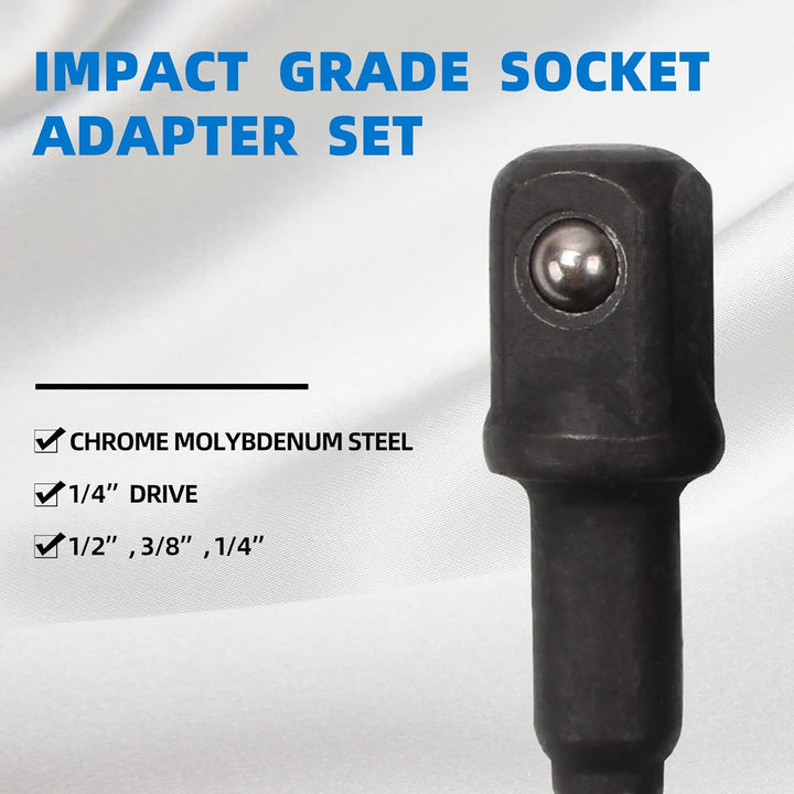 CCLIFE 17tlg Stecknuss Adapter für Schlagschrauber 1/4' 3/8' 1/2' 3/4' Bit Nuss & Kardangelenk | Cr-