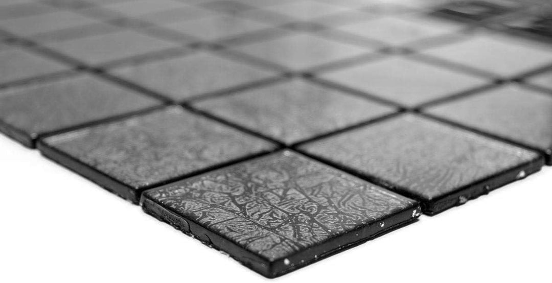 Mosaik Fliese Transluzent Glasmosaik Crystal schwarz Struktur 10 Mosaikmatten