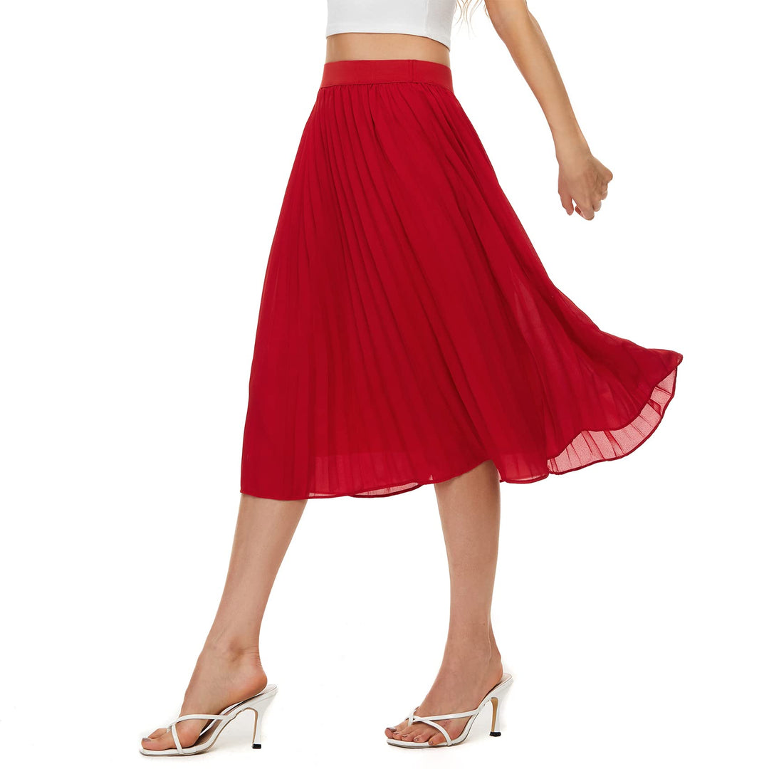 Durio Midirock Damen Faltenrock Plissee Damenrock Sommerrock Leicht Casualrock Chiffon Röcke A-Linie
