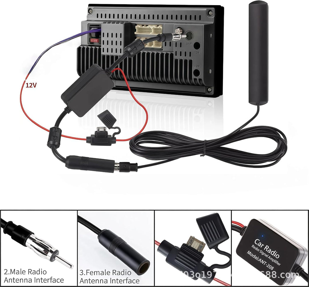 AURUM Antenne Auto FM/AM Autoantenne mit Antennenverstärker, Antenne Autoradio für Fahrzeug, LKW, SU