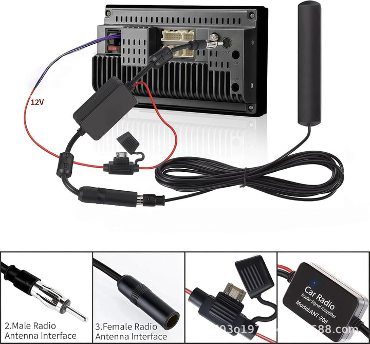 AURUM Antenne Auto FM/AM Autoantenne mit Antennenverstärker, Antenne Autoradio für Fahrzeug, LKW, SU