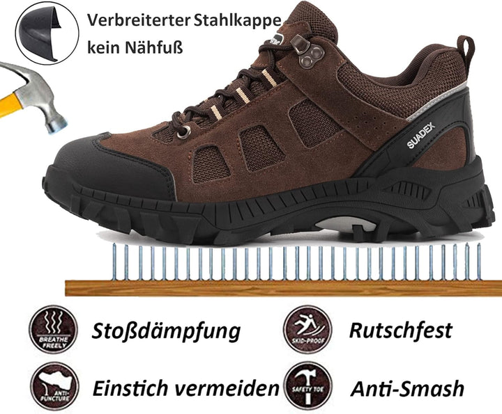 SUADEX Sicherheitsschuhe Arbeitsschuhe Herren Damen Leicht Stahlkappenschuhe Atmungsaktiv mit Stahlk