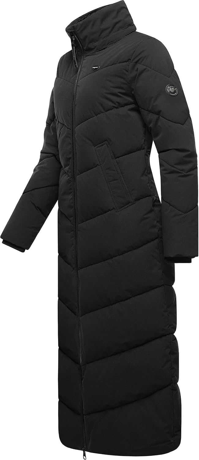 Ragwear Damen Wintermantel Warmer wasserdichter Steppmantel lang mit Abnehmbarer Kapuze Rebelka Extr