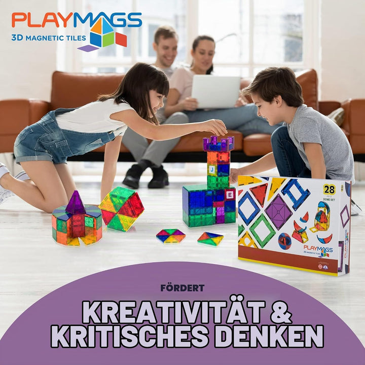 Playmags 3D Magnetische Blöcke für Kinder - Magnet Blöcke Lernen Formen, Farben &amp; Alphabet STEM Magn