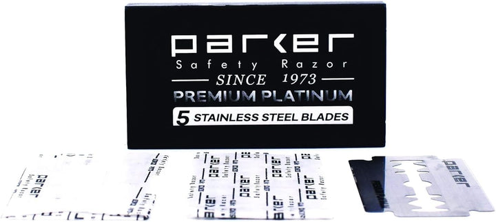 Parker Safety Razor 22R - Stiel Schmetterling Öffnen Double Edge Safety Razor & 5 Premium Blades