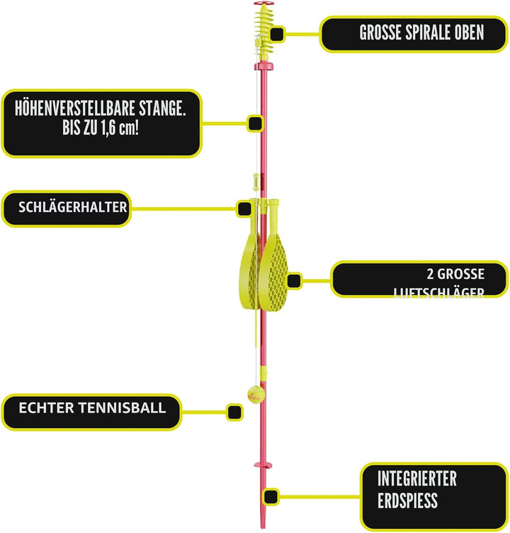 Swingball Classic Original | Rot und Gelb | Outdoor-Aktivitäten | Traditioneller Stock im Boden Set