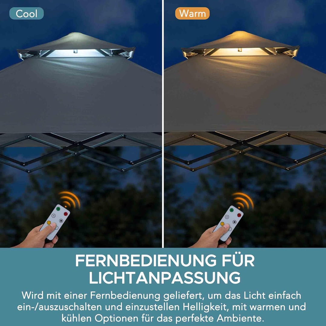 SUNJOY 2,4 x 1,5 m, Grill-Pavillon, Pop-Up-Pavillon, doppelstöckig, Outdoor-Pavillon, Stehhöhe, Bald