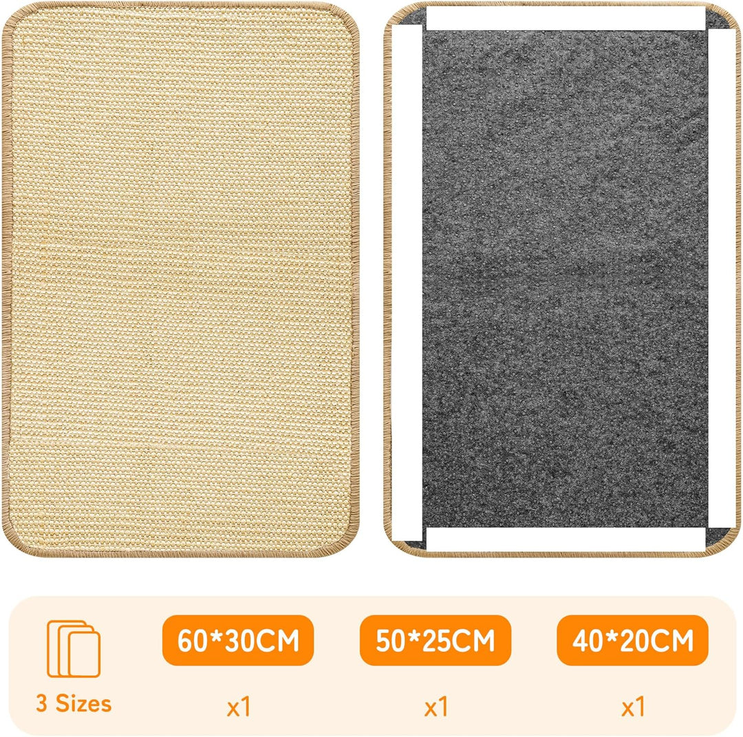 3 stück Kratzmatte Katze, Sisal Kratzteppich Kratzbretter für Katzen(60X30cm+50X25cm+40X20cm), Kratz