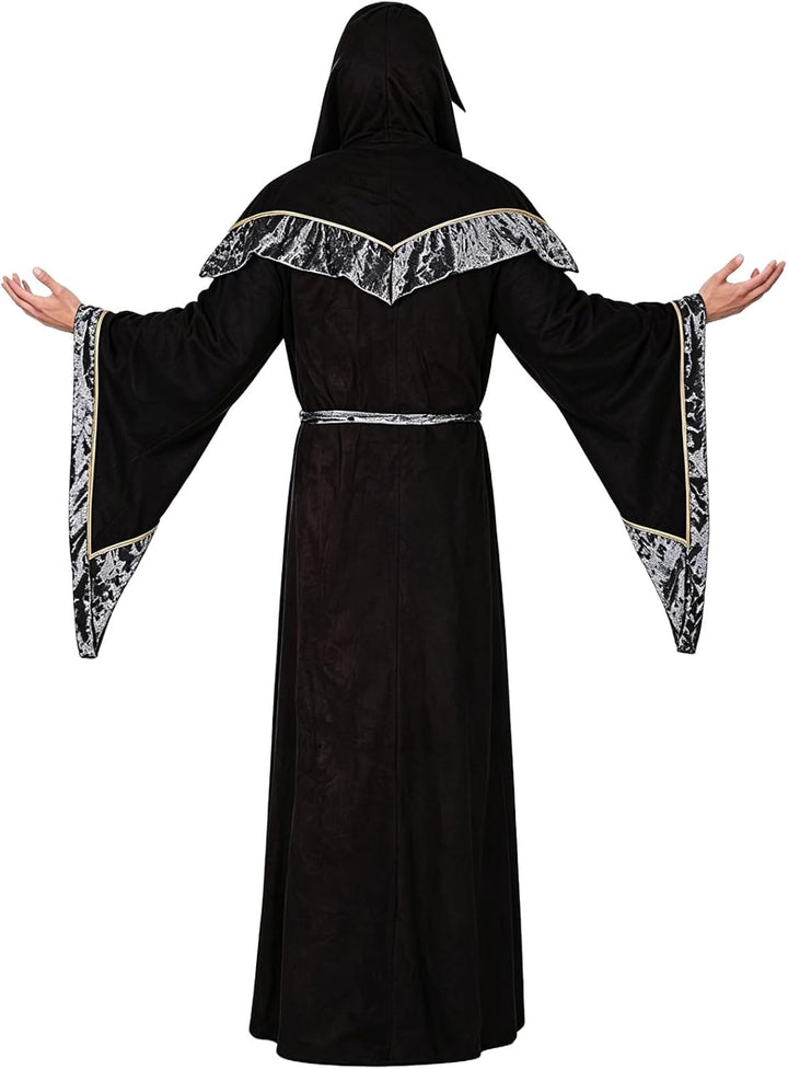 Mystische Zauberer Robe Halloween Cosplay Kostüme für Männer, Erwachsene Mittelalter Uniform Vintage