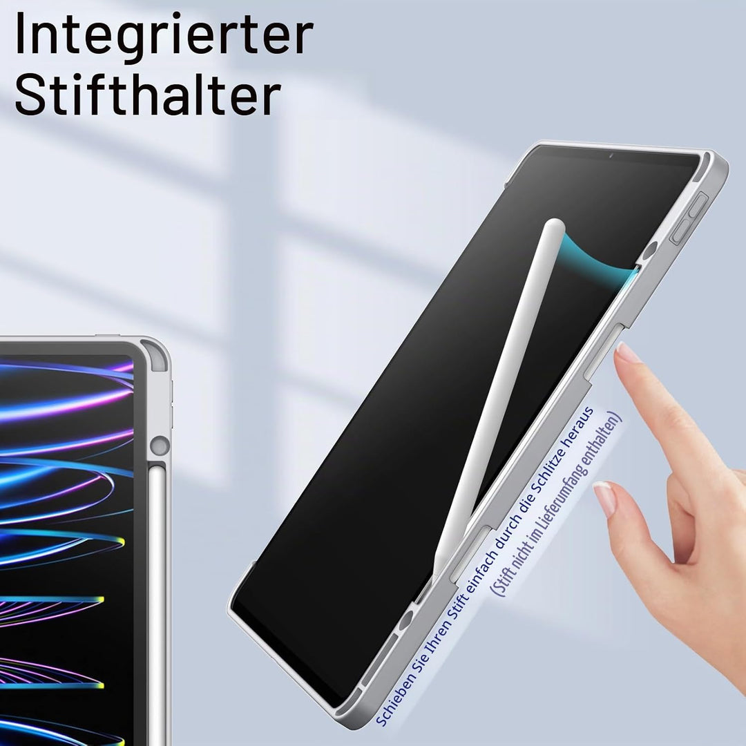 JETech Hülle für iPad Pro 12,9" 6/5/4/3 (2022/2021/2020/2018), Silber | Transparente Rückseite, Stif