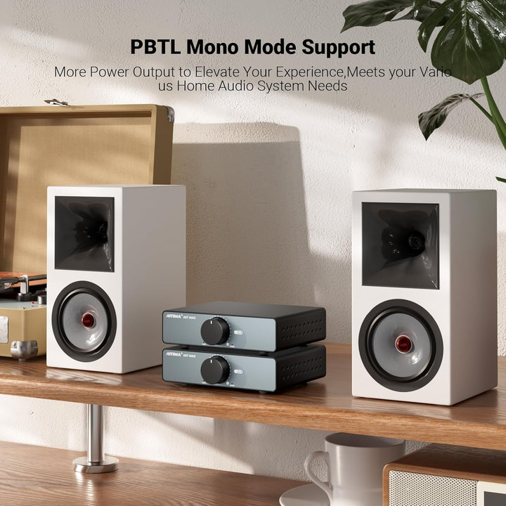 AIYIMA A07 MAX 2-Kanal-HiFi-Verstärker 300 W x 2 TPA3255 Mini-Endstufe der Klasse D, brückbarer Mono