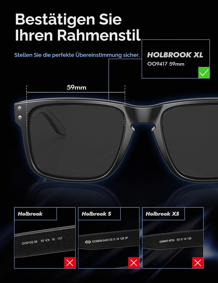 Saucer Premium Ersatzgläser für Oakley Holbrook XL OO9417 Sonnenbrillen High Defense - Midnight Blue