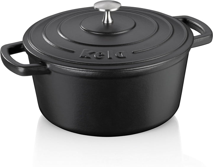 Kela 12471 Bräter mit Deckel, Gusseisen, Emaille-Beschichtung, Hohe Wärmespeicherung, Induktionsgeei