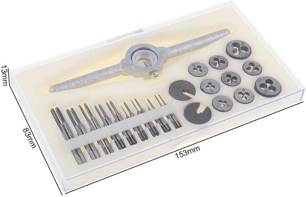 31 Stück M1-M2.5 HSS metrisches Gewindebohrer und Schneideisen-Set, Gewindebohrer, Gewindebohrer, Mi