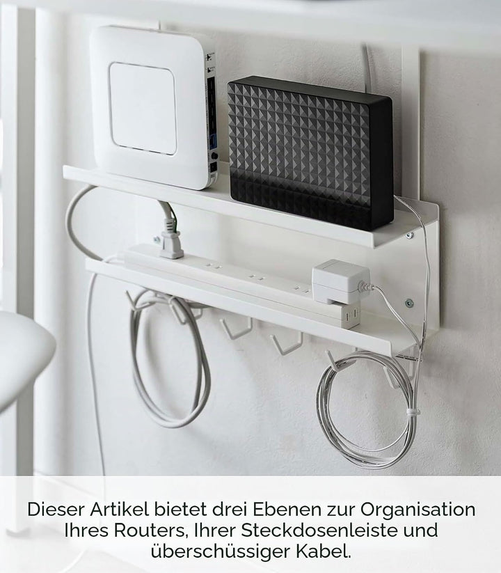 Yamazaki 5461 SMART Unter-Tisch Kabel- & Router-Organizer, weiss, Stahl, Minimalistisches Design Wei