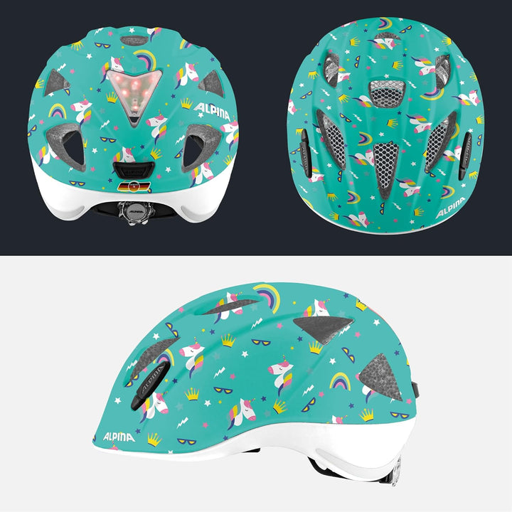 ALPINA XIMO Flash - Leichter, Sicherer und Bruchfester Fahrradhelm Mit LED-Licht Für Kinder Unicorn