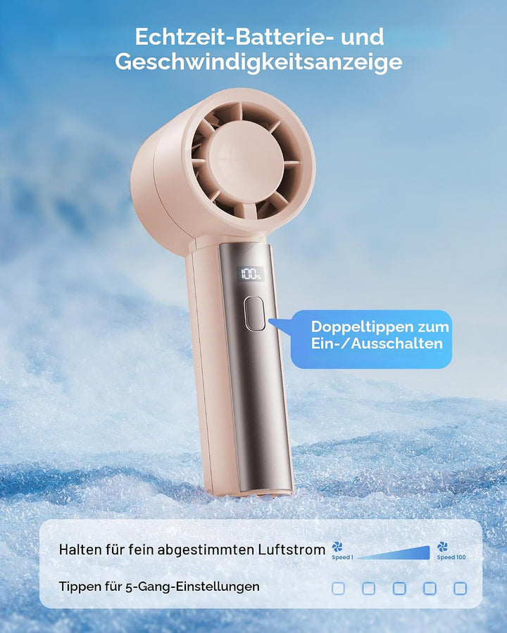 gaiatop Tragbarer Mini-Handventilator, High-Speed-Turbo-Kühlung, 4000 mAh, batteriebetrieben, USB-wi