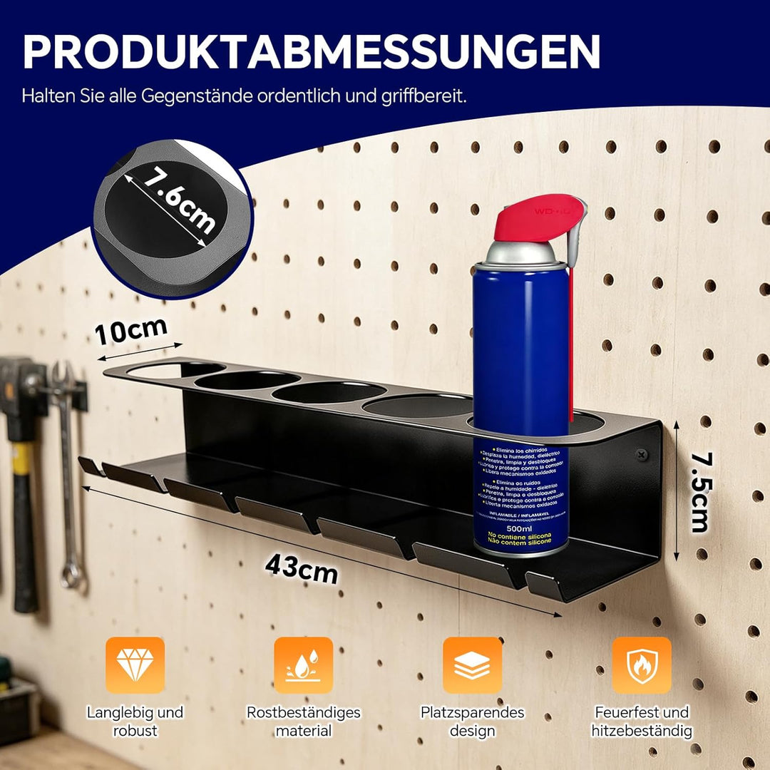 Sprühflaschen-Halterung 2er-Set, Aufbewahrungsregal mit 5 Fächern + 6 Schlitzen, Für Garage, Werksta