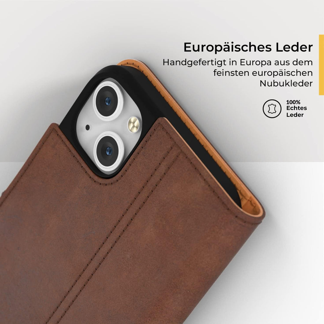 Snakehive iPhone 14 Plus Hülle Leder | Stylische Handyhülle mit Kartenhalter & Standfuss | Handyhüll