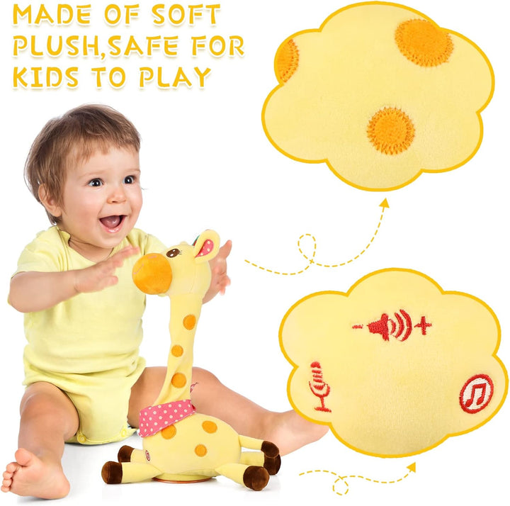 Edencomer Sprechende Giraffe Kuscheltier, Singender Tanzender Giraffe Spielzeug Nachsprechen, Lautst
