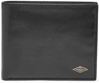 Fossil Herren Ryan Leather Bifold Geldbörse 11,43 cm L x 2,54 cm B x 9,525 cm H Schwarz, Schwarz