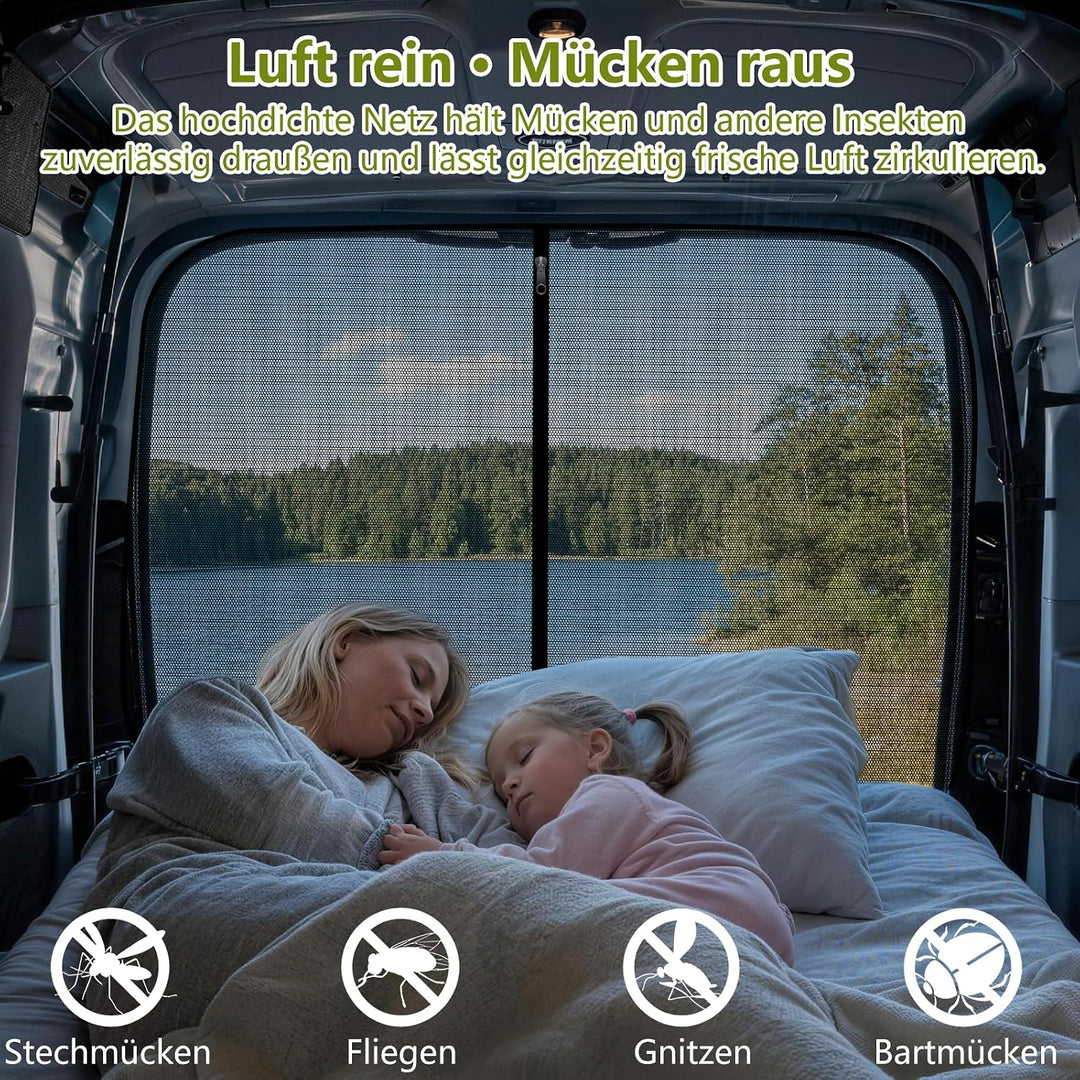 XCBYT Moskitonetz Auto Hintertür Kompatibel für VW T5 T6,Magnetisch Reissverschluss Fliegengitter Au