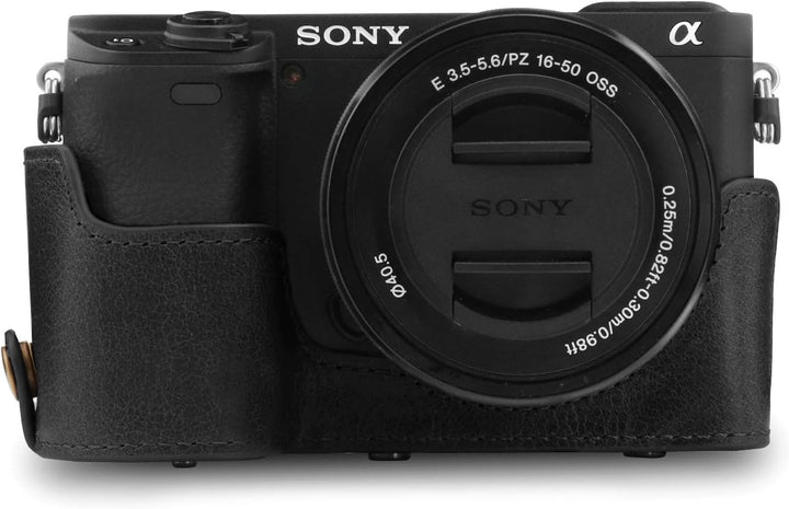 MegaGear MG1646 Ever Ready Kameratasche aus echtem Leder, kompatibel mit Sony Alpha A6100, A6400 (16