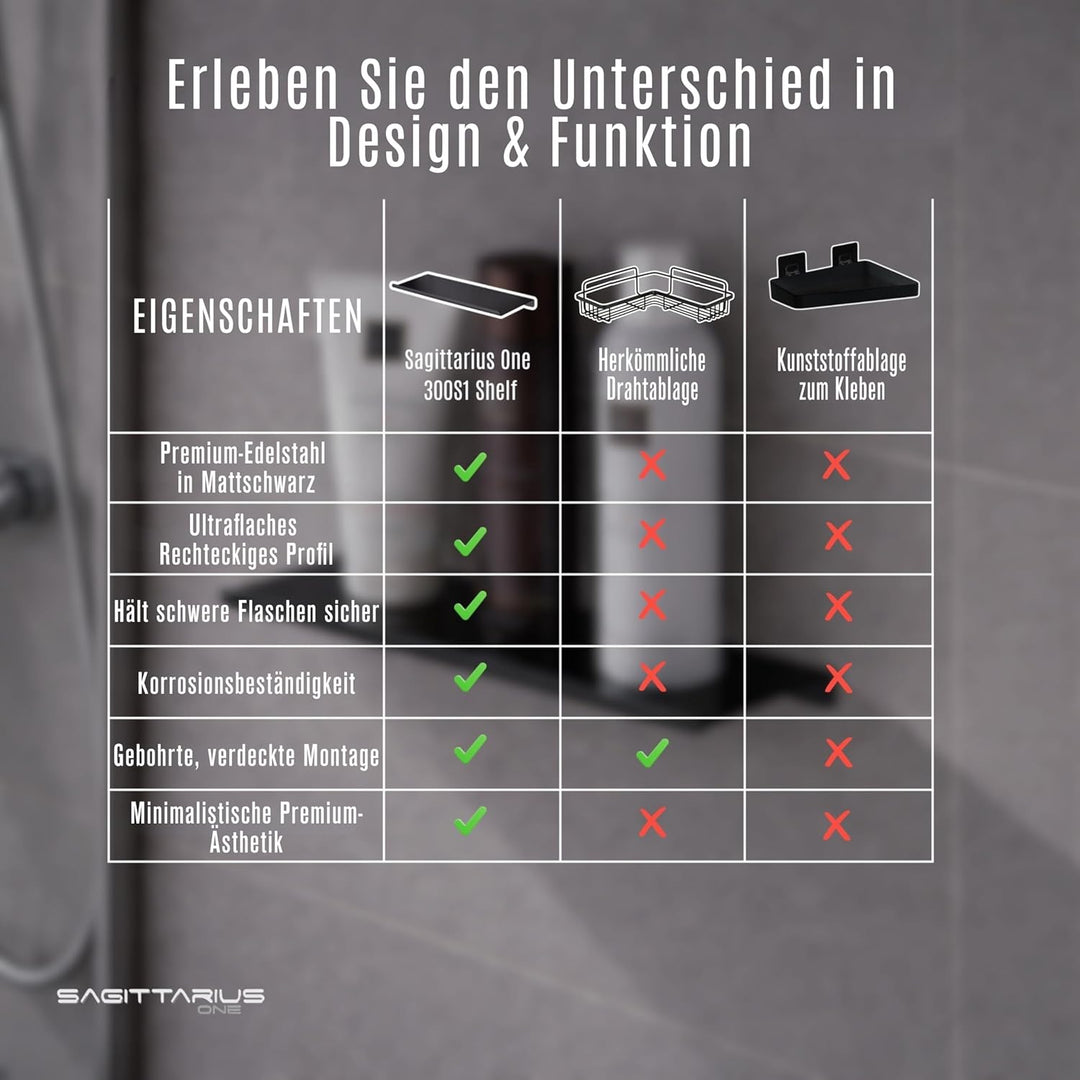 300S1-B Shower Shelf Rostfreies Edelstahl 30 cm Badezimmerregal SUS304, poliert, Shampoohalterung, l
