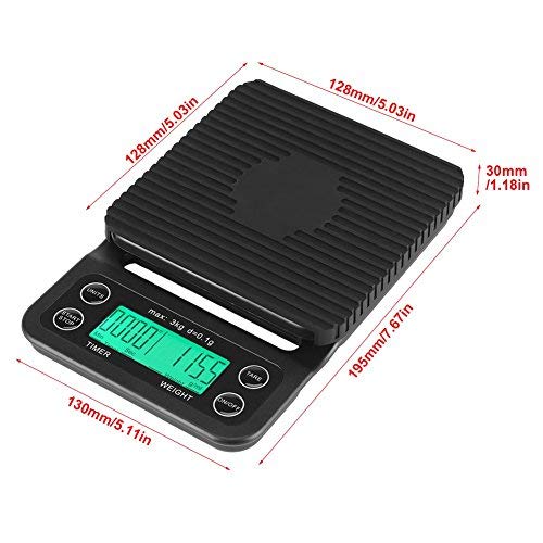 Fdit 3 kg/0,01 ° Elektronische LCD Digital Küche Lebensmittel Massstab Drip Kaffee Gewicht mit Timer