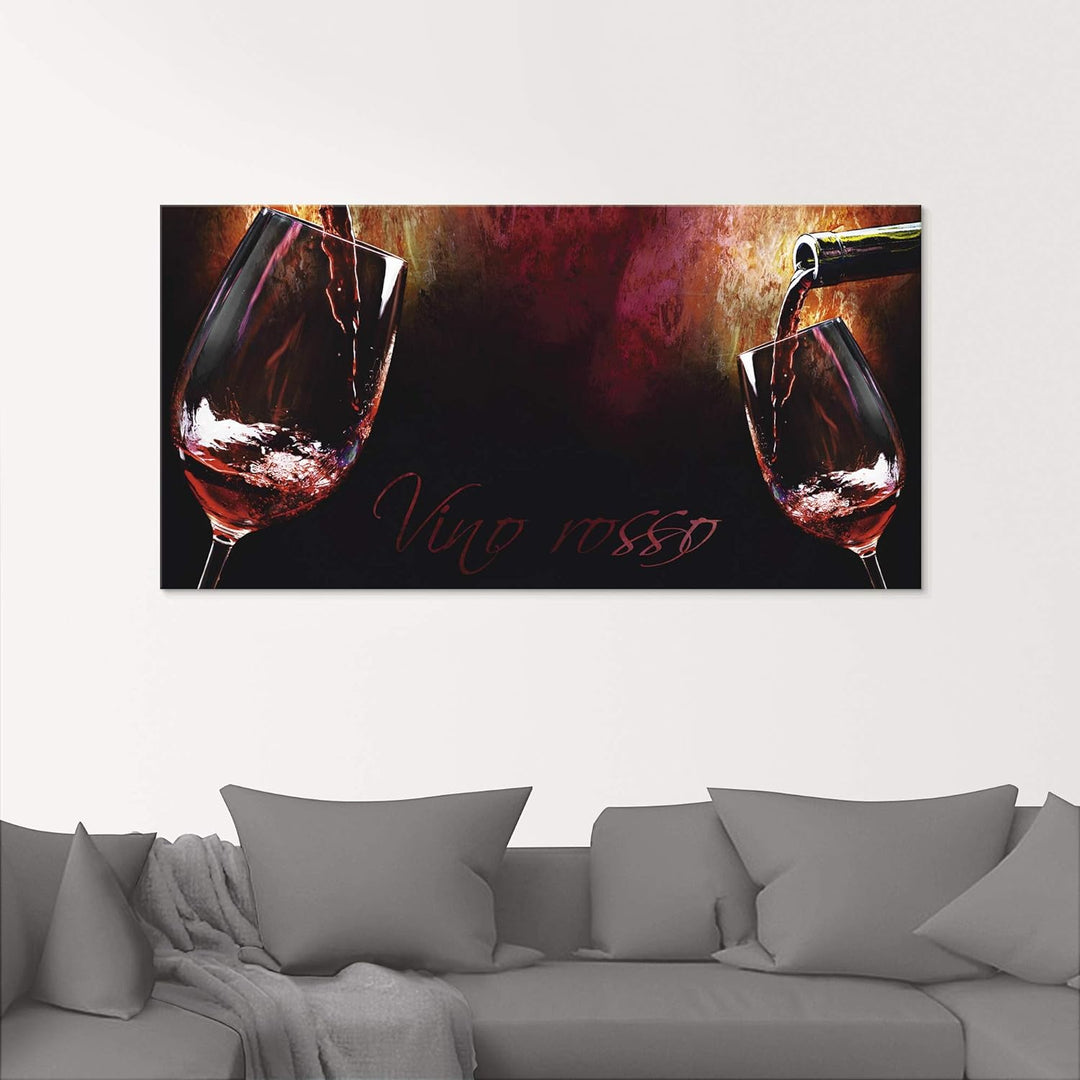 ARTland Glasbilder Wandbild Glas Bild einteilig 30x60 cm Hochformat Rotwein Lounge Bar Restaurant It