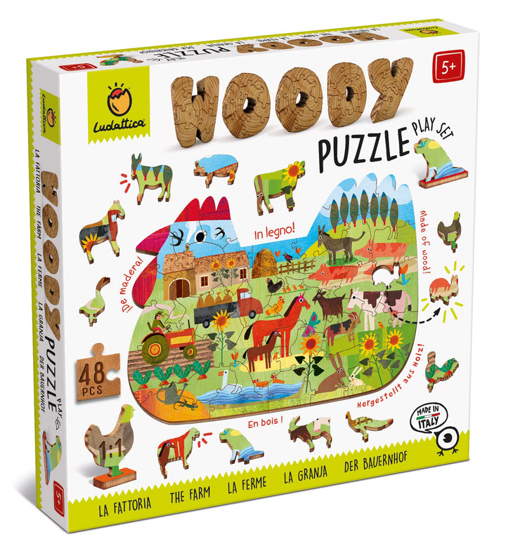 Ludattica - Woody Puzzle 48 Teile - Der Bauernhof