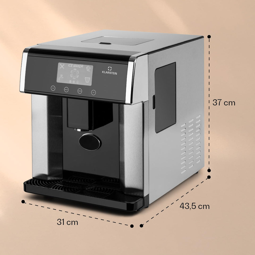 Klarstein Eiszeit Eiswürfelmaschine - Eiswürfelbereiter mit LCD-Display, Crushed Ice Maschine, Eiska