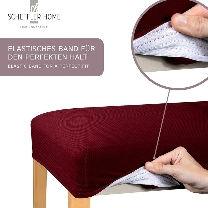 SCHEFFLER-Home Stuhlbezug Mia Schwarz/Stuhlüberzug 6er Set Chair Cover als Stuhlschoner/Stuhlhussen