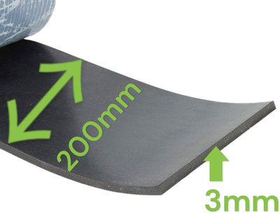 Gummistreifen selbstklebend 2000x200x3mm Hartgummi Vollgummi Gummiauflage Gummiplatte Gummimatte